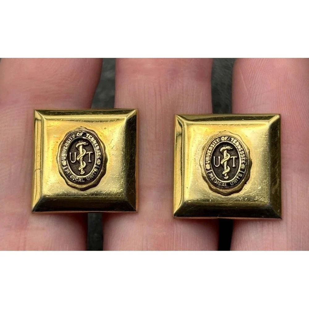 Vintage University of Tennessee Medical Units Snake Gold Tone Square Cufflinks